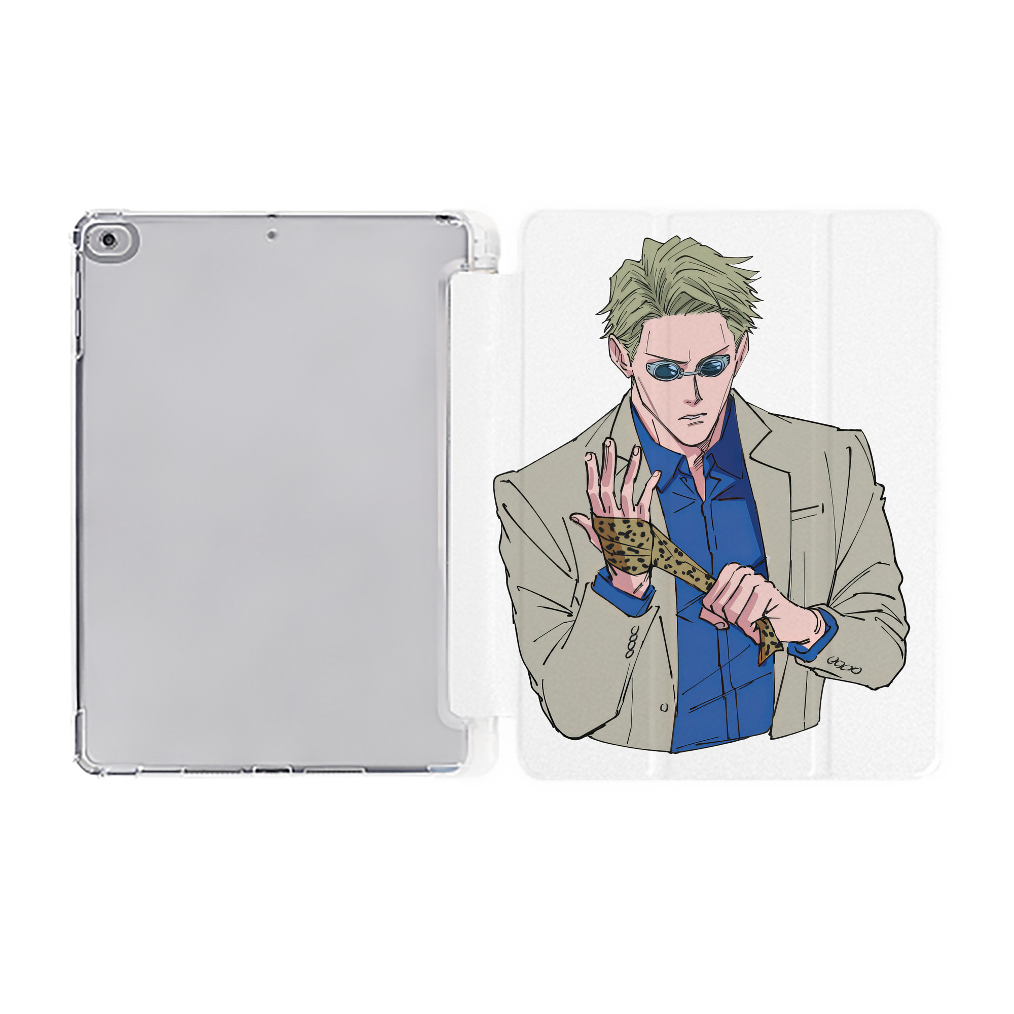 （画像用） 呪術廻戦 Jujutsu Kaisen IPad ケース ペン収納付き 三つ折りスタンド PUレザー×シリコン 対応機種9.5/10.5/10.9インチ